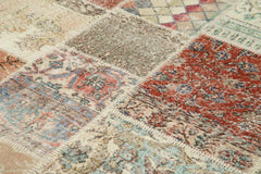 Kırk Yama Mavi Patchwork Pamuk Yün El Dokuma Halısı 246x350 Agacan