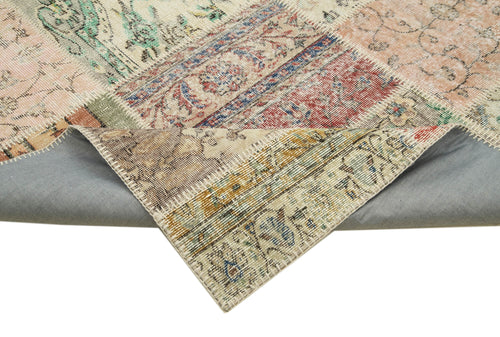 Kırk Yama Mavi Patchwork Pamuk Yün El Dokuma Halısı 246x350 Agacan