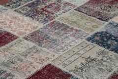 Kırk Yama Mavi Patchwork Pamuk Yün El Dokuma Halısı 300x400 Agacan