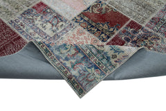 Kırk Yama Mavi Patchwork Pamuk Yün El Dokuma Halısı 300x400 Agacan