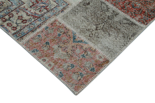 Kırk Yama Mavi Patchwork Pamuk Yün El Dokuma Halısı 300x402 Agacan