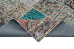 Kırk Yama Mavi Patchwork Pamuk Yün El Dokuma Halısı 300x402 Agacan