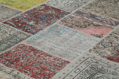 Kırk Yama Mavi Patchwork Pamuk Yün El Dokuma Halısı 300x403 Agacan