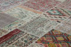 Kırk Yama Mavi Patchwork Pamuk Yün El Dokuma Halısı 302x400 Agacan