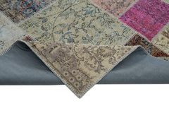 Kırk Yama Mavi Patchwork Pamuk Yün El Dokuma Halısı 302x400 Agacan