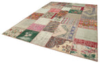 Kırk Yama Mavi Patchwork Pamuk Yün El Dokuma Halısı 264x366 Agacan