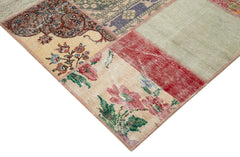 Kırk Yama Mavi Patchwork Pamuk Yün El Dokuma Halısı 264x366 Agacan