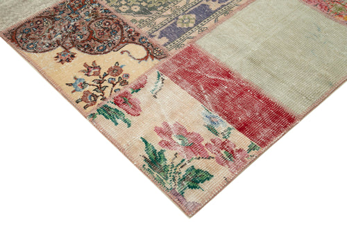 Kırk Yama Mavi Patchwork Pamuk Yün El Dokuma Halısı 264x366 Agacan
