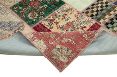 Kırk Yama Mavi Patchwork Pamuk Yün El Dokuma Halısı 264x366 Agacan