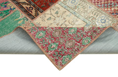 Kırk Yama Mavi Patchwork Pamuk Yün El Dokuma Halısı 268x360 Agacan
