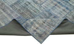 Kırk Yama Mavi Patchwork Pamuk Yün El Dokuma Halısı 248x348 Agacan