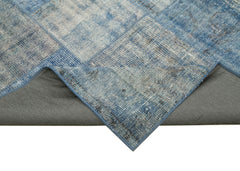 Kırk Yama Mavi Patchwork Pamuk Yün El Dokuma Halısı 248x345 Agacan