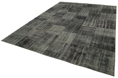 Kırk Yama Siyah Patchwork Pamuk Yün El Dokuma Halısı 256x351 Agacan