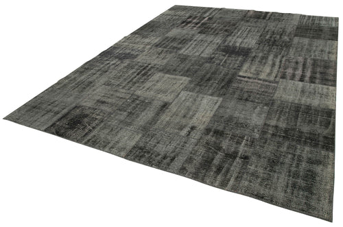 Kırk Yama Siyah Patchwork Pamuk Yün El Dokuma Halısı 256x351 Agacan