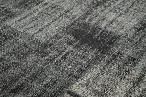 Kırk Yama Siyah Patchwork Pamuk Yün El Dokuma Halısı 256x351 Agacan