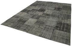 Kırk Yama Siyah Patchwork Pamuk Yün El Dokuma Halısı 256x353 Agacan