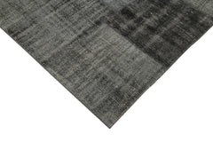 Kırk Yama Siyah Patchwork Pamuk Yün El Dokuma Halısı 256x353 Agacan
