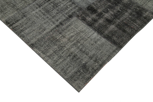 Kırk Yama Siyah Patchwork Pamuk Yün El Dokuma Halısı 256x353 Agacan