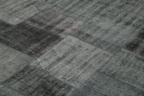 Kırk Yama Siyah Patchwork Pamuk Yün El Dokuma Halısı 256x353 Agacan