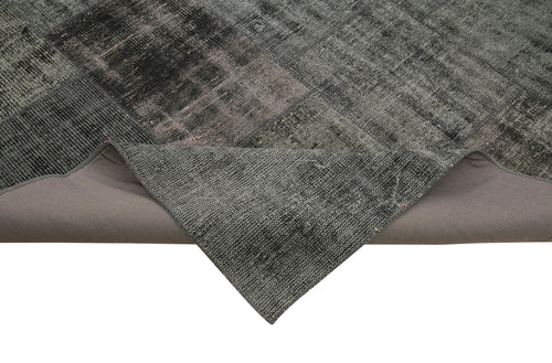 Kırk Yama Siyah Patchwork Pamuk Yün El Dokuma Halısı 256x353 Agacan