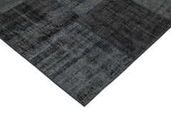 Kırk Yama Siyah Patchwork Pamuk Yün El Dokuma Halısı 257x352 Agacan