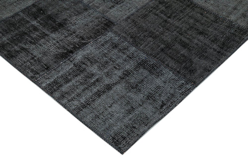 Kırk Yama Siyah Patchwork Pamuk Yün El Dokuma Halısı 257x352 Agacan