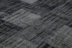 Kırk Yama Siyah Patchwork Pamuk Yün El Dokuma Halısı 257x352 Agacan