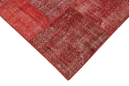 Kırk Yama Kırmızı Patchwork Pamuk Yün El Dokuma Halısı 251x352 Agacan