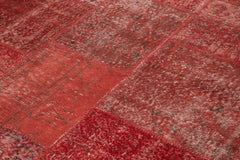 Kırk Yama Kırmızı Patchwork Pamuk Yün El Dokuma Halısı 251x352 Agacan