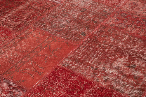 Kırk Yama Kırmızı Patchwork Pamuk Yün El Dokuma Halısı 251x352 Agacan