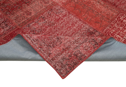 Kırk Yama Kırmızı Patchwork Pamuk Yün El Dokuma Halısı 251x352 Agacan