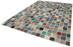 Kırk Yama Mavi Patchwork Pamuk Yün El Dokuma Halısı 254x350 Agacan