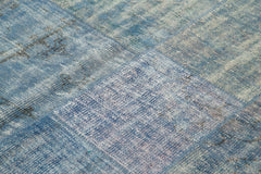 Kırk Yama Mavi Patchwork Pamuk Yün El Dokuma Halısı 244x298 Agacan