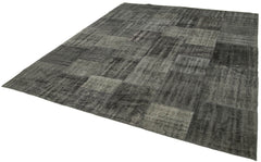 Kırk Yama Siyah Patchwork Pamuk Yün El Dokuma Halısı 256x301 Agacan