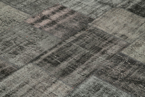 Kırk Yama Siyah Patchwork Pamuk Yün El Dokuma Halısı 256x301 Agacan