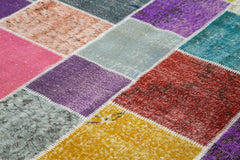 Kırk Yama Mavi Patchwork Pamuk Yün El Dokuma Halısı 250x300 Agacan