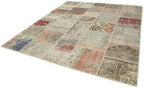 Kırk Yama Mavi Patchwork Pamuk Yün El Dokuma Halısı 251x298 Agacan