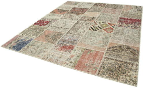 Kırk Yama Mavi Patchwork Pamuk Yün El Dokuma Halısı 251x298 Agacan