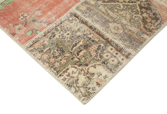 Kırk Yama Mavi Patchwork Pamuk Yün El Dokuma Halısı 251x298 Agacan
