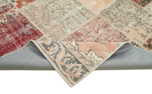 Kırk Yama Mavi Patchwork Pamuk Yün El Dokuma Halısı 251x298 Agacan