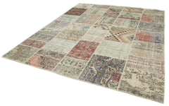 Kırk Yama Mavi Patchwork Pamuk Yün El Dokuma Halısı 250x303 Agacan