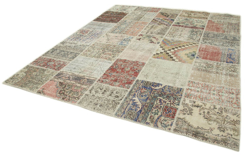 Kırk Yama Mavi Patchwork Pamuk Yün El Dokuma Halısı 250x303 Agacan