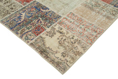 Kırk Yama Mavi Patchwork Pamuk Yün El Dokuma Halısı 250x303 Agacan