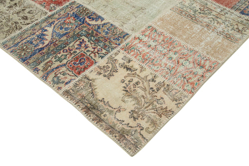 Kırk Yama Mavi Patchwork Pamuk Yün El Dokuma Halısı 250x303 Agacan
