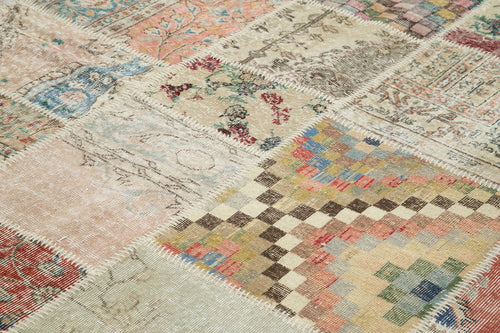 Kırk Yama Mavi Patchwork Pamuk Yün El Dokuma Halısı 250x303 Agacan