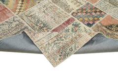 Kırk Yama Mavi Patchwork Pamuk Yün El Dokuma Halısı 250x303 Agacan