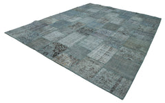 Kırk Yama Mavi Patchwork Pamuk Yün El Dokuma Halısı 300x400 Agacan