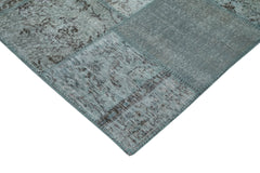 Kırk Yama Mavi Patchwork Pamuk Yün El Dokuma Halısı 300x400 Agacan