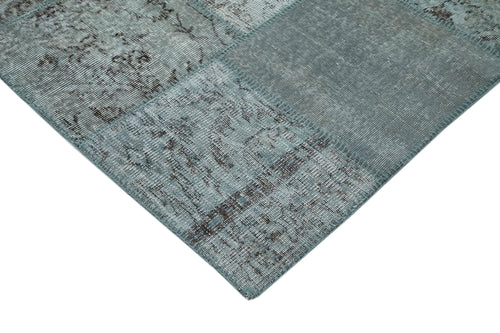 Kırk Yama Mavi Patchwork Pamuk Yün El Dokuma Halısı 300x400 Agacan
