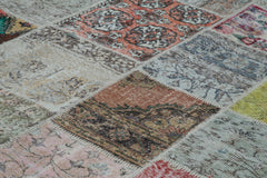 Kırk Yama Mavi Patchwork Pamuk Yün El Dokuma Halısı 300x402 Agacan